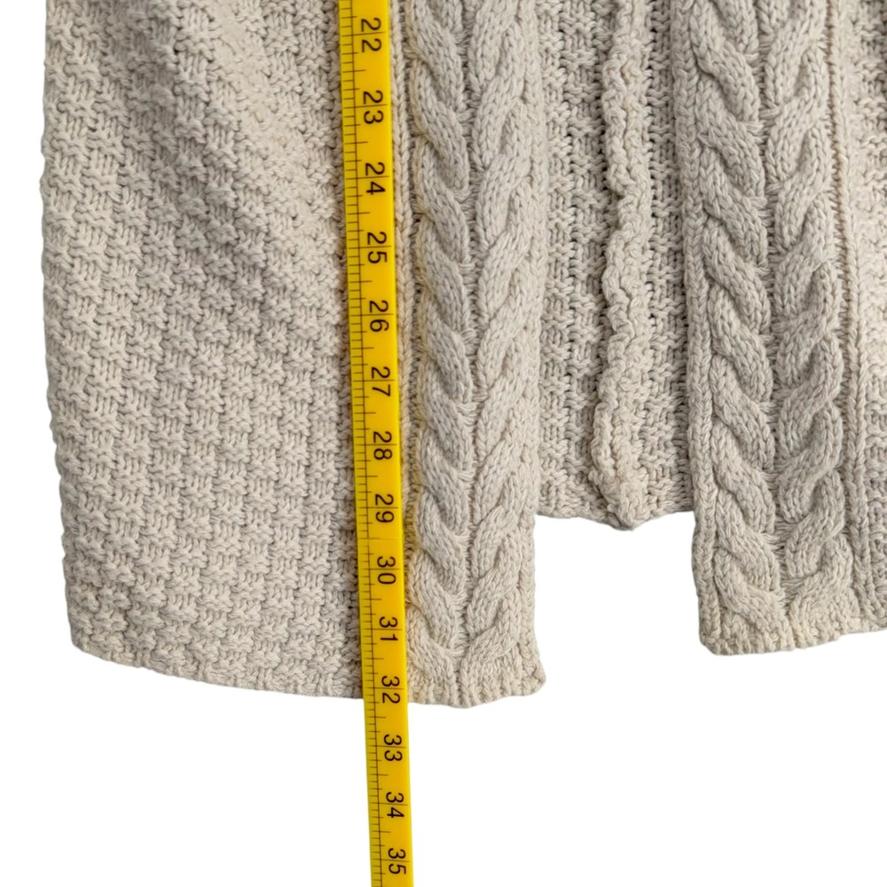 Cozy Casual Cream Cable‎ Knit Open Front Long Sleeve Cardigan Sweater S M - Picture 6 of 6